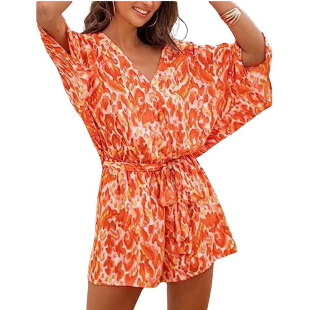 New - CUPSHE Women Boho Romper with Dolman Sleeves and Paisley Print